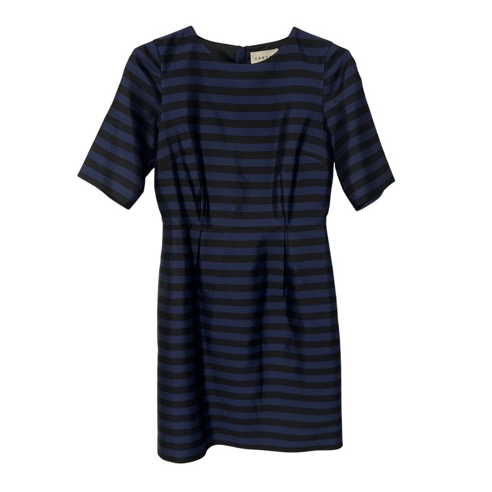 Lands End Silk Blend Black and Navy Sheath Dress, Size 4, 1318-F